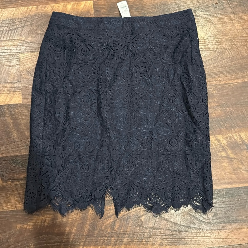 Loft Lace Navy Blue Skirt, Size 12 NWT
